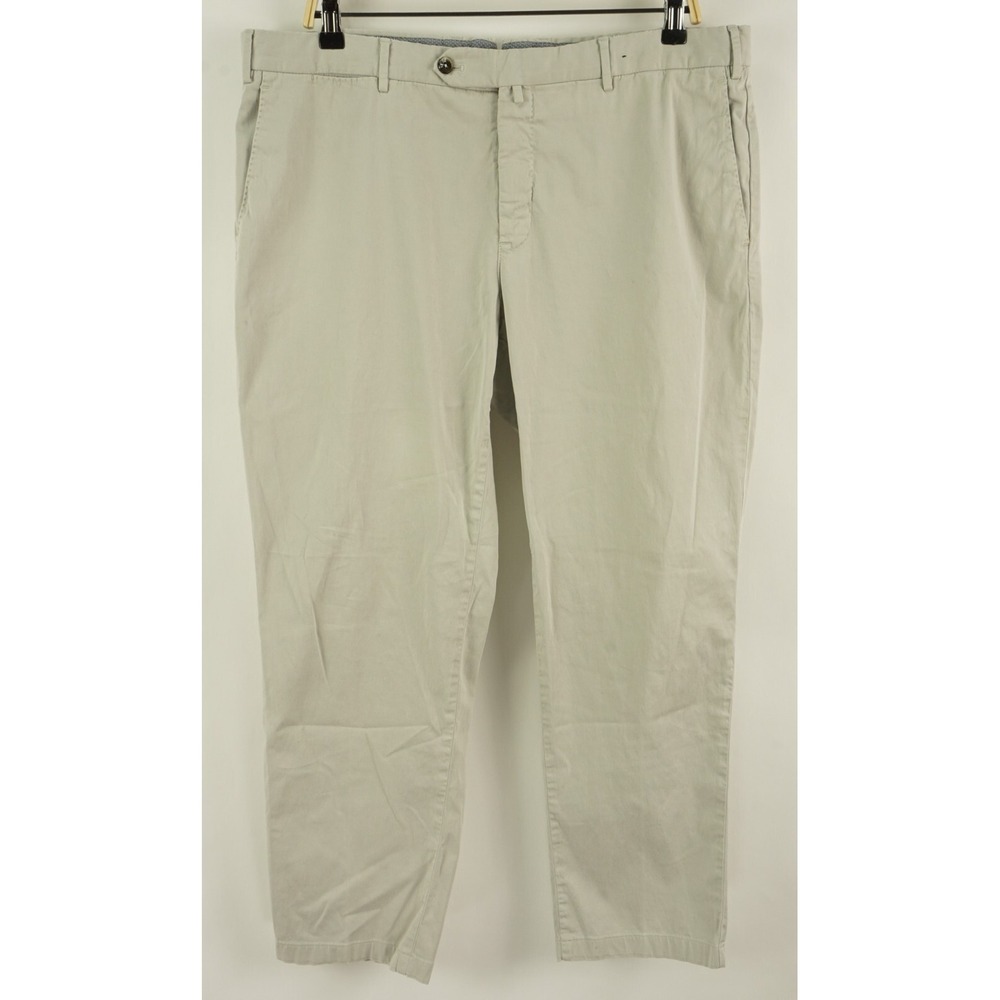 PT01 PT Torino Easy Fit Cotton Silk Stretch Men's 38 x 28 Light Gray Twill Pants